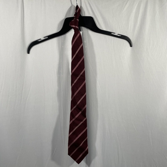 NEW $225 Emporio Armani Striped Silk Jacquard Tie in Burgundy‎ Red - Picture 2 of 11